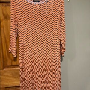 Women’s Orange Gray Chevron Patterened Dress